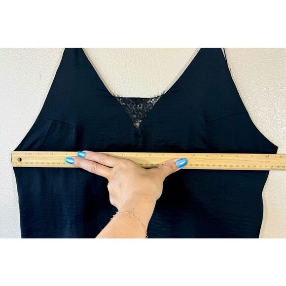 ASOS Satin Thin Cross Strap Low Back Sexy Little Black Mini Dress Women's Small - Picture 7 of 8